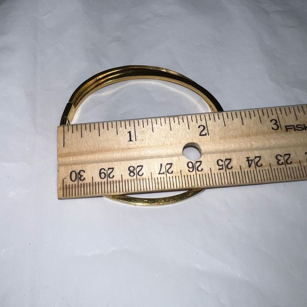 Gold Tone Roman Numerals and Crystal Bypass Bangle Bracelet - Picture 7 of 7